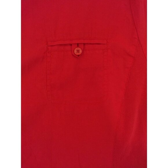 Red Button-Up Short Sleeve Blouse Women's Size 22 Woven 100% Cotton, NWT - Picture 5 of 9